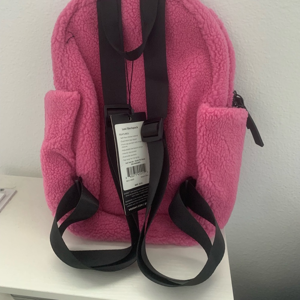 Vooray x Barbie Pink and Black Fuzzy Lexi Backpack - Picture 2 of 4